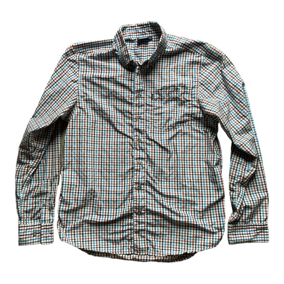 Men’s Large Kavu Button Down Gingham Shirt - Picture 2 of 3